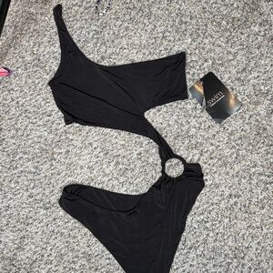 NWT Black Cut-Out One Piece Swimsuit